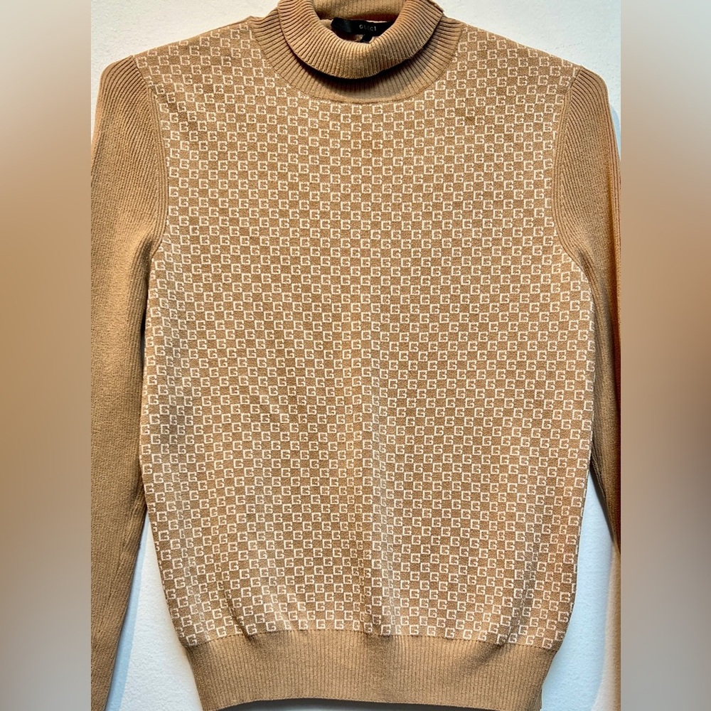 Gucci Tan Logo Women’s Turtleneck from Fall 2000 Tom Ford Collection